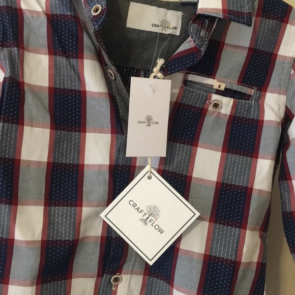 Brand new boys Craft+Flow plaid button down shirt - Picture 3 of 4